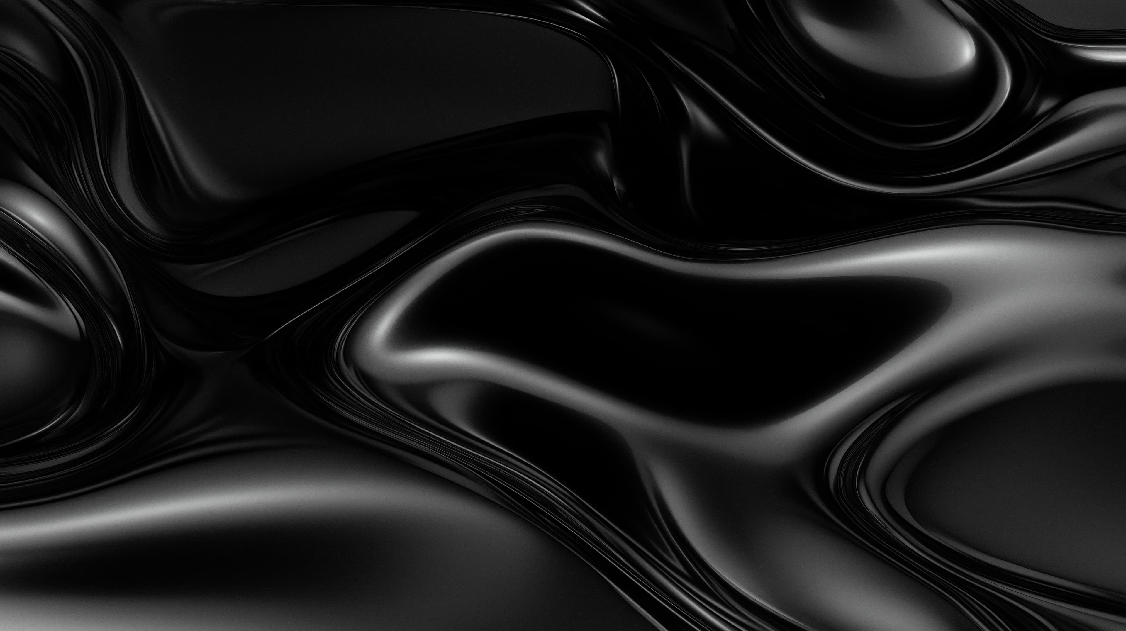 Abstract black background with a smooth and shiny texture. the texture appears to be made up of wavy lines that create a sense of movement and depth.